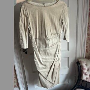 Linen Sara Campbell Beige Work Dress, Size 6